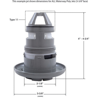 Jet Intl, WW Poly Jet, 3-3/8"fd, Roto, Dlx Scal, Blk